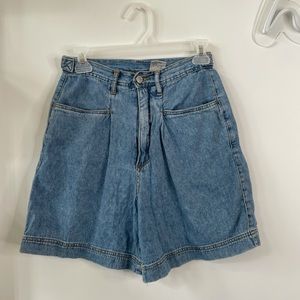 Wide High Rise Denim Shorts